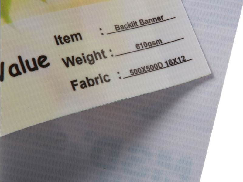 بنر انعطاف‌پذیر بک‌لیت لمینت‌شده چاپ‌پذیر ۶۱۰ گرم بر متر مربع